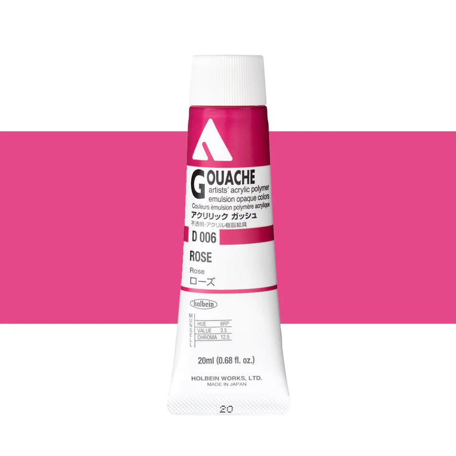 Holbein Acrylic Gouache 20ml Tubes - Colour - Rose (D006) - A