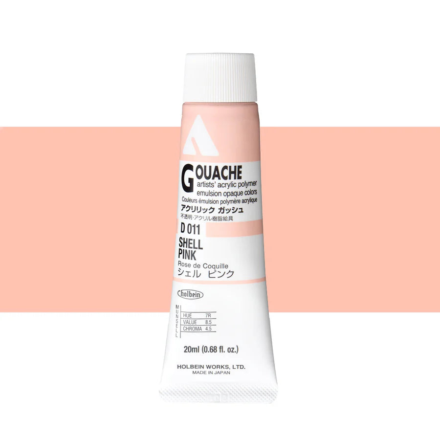 Holbein Acrylic Gouache 20ml Tubes - Colour - Shell Pink (D011) - A