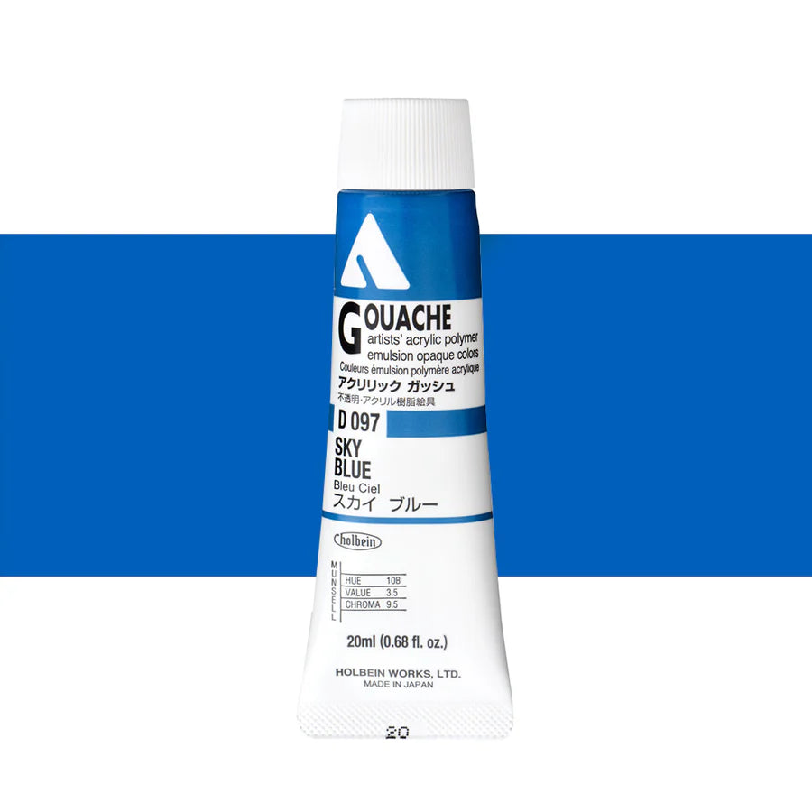 Holbein Acrylic Gouache 20ml Tubes - Colour - Sky Blue (D097) - A