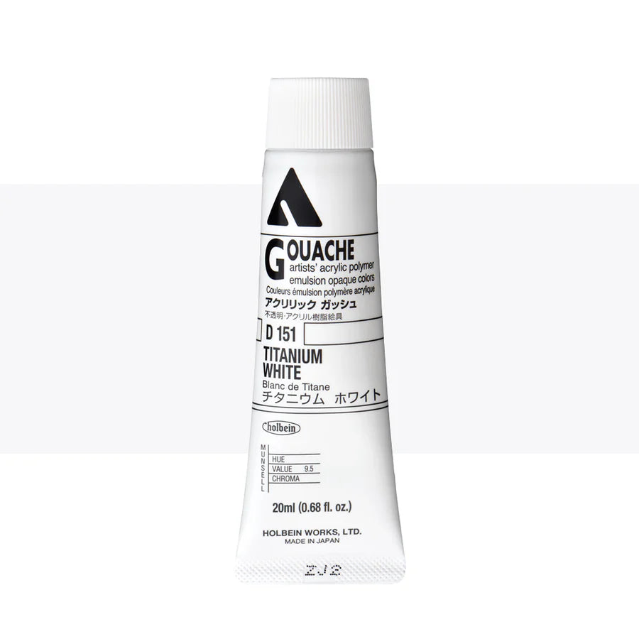 Holbein Acrylic Gouache 20ml Tubes - Colour - Titanium White (D151) - A