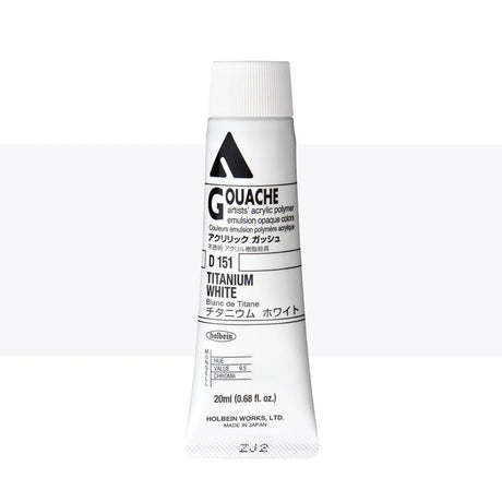 Holbein Acrylic Gouache 20ml Tubes - Colour - Titanium White (D151) - A