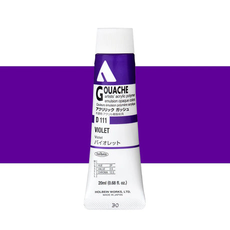Holbein Acrylic Gouache 20ml Tubes - Colour - Violet (D111) - A