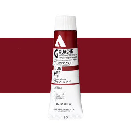 Holbein Acrylic Gouache 20ml Tubes - Colour - Wine Red (D007) - A