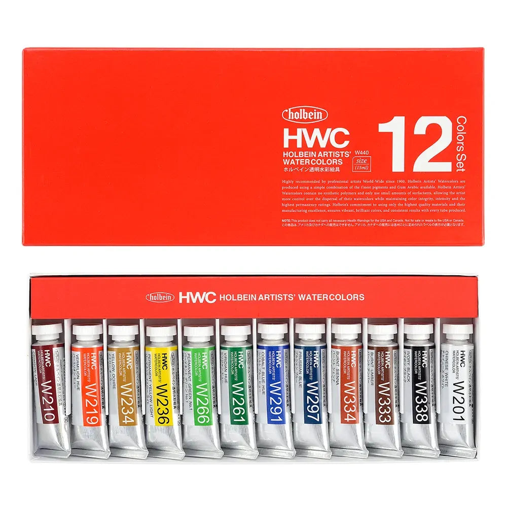 Holbein Artist Watercolour Set of 12 x 15ml Tubes W440