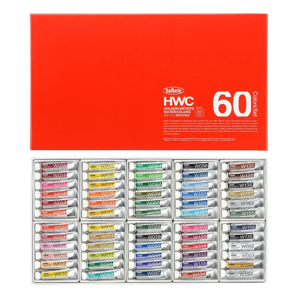 Holbein Artist Watercolour Set of 60 x 5ml Tubes W411