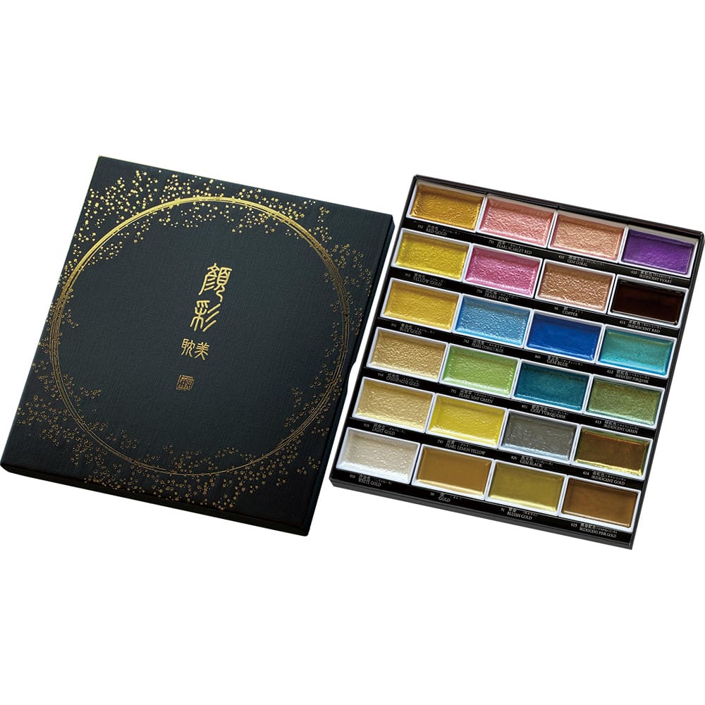 Kuretake Gansai Tambi 6 kleuren set (3 kleuren set (Starry, Parel, Gem Kuretake Gansai Tambi 6 kleuren set (3 kleuren set (Starry, Parel, Gem