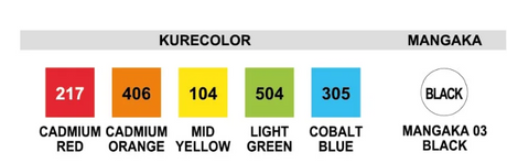 Kuretake ZIG Kurecolor Fine and Brush Marker MANGA Basic 5 + 1