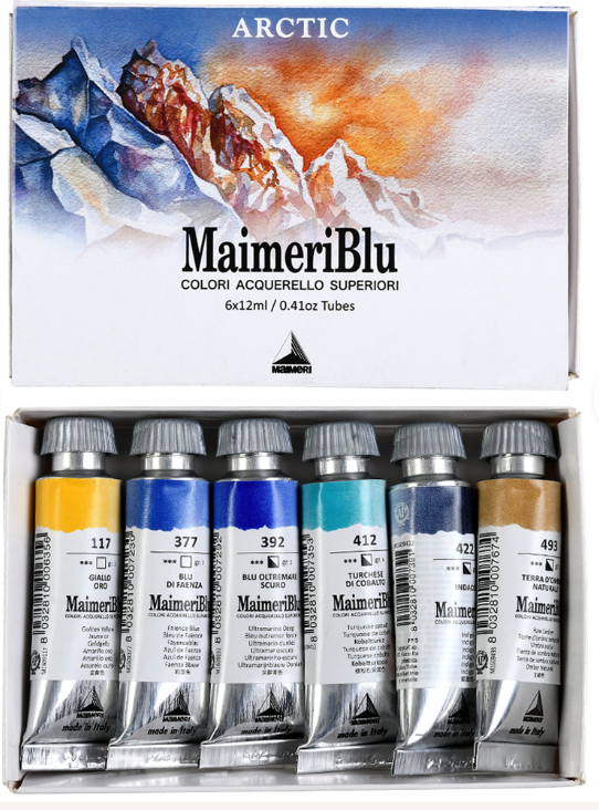 MaimeriBlu Watercolour Set  of 6 x 12 ml Tubes  ARCTIC