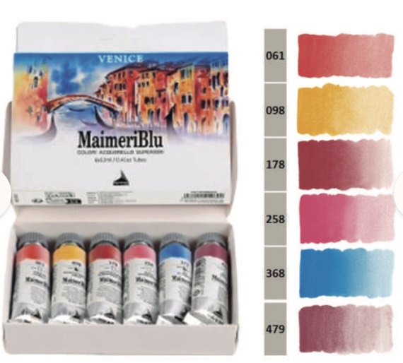 MaimeriBlu Watercolour Set of 6 x 12 ml Tubes TUSCANY