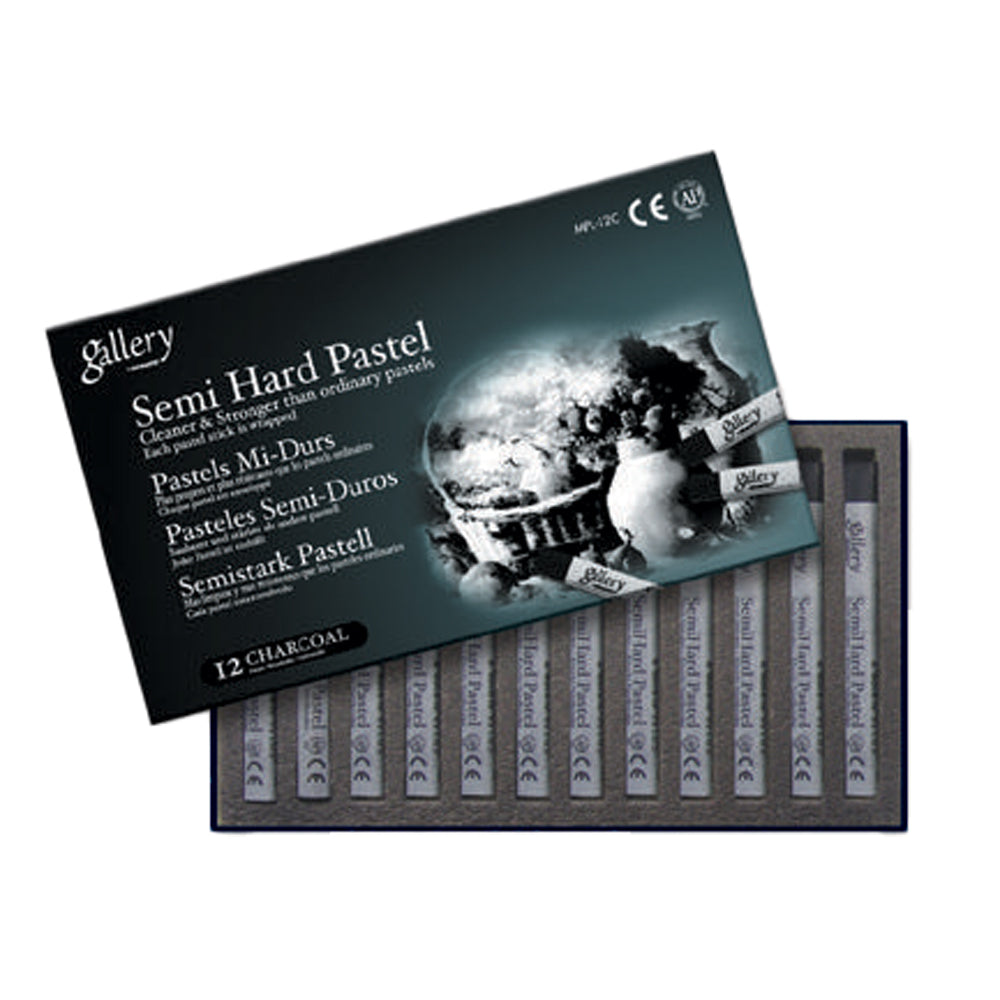Mungyo Gallery Artist' Semi Hard Pastels Set 12 Charcoal