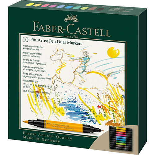 Faber Pitt Artist Pen Dual Marker India Ink Wallet 10