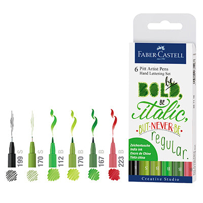Faber Pitt Artists Green Hand Lettering Set 6 Pack