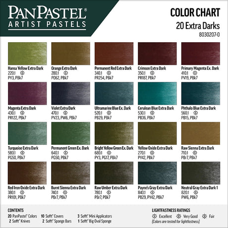 PanPastel 20 Colour Set – Extra Dark Colours