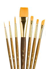 Princeton Art & Brush Co. : Synthetic Hair - Golden Taklon Set 7 piece