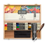 Sennelier Artist Oil Paint Stick Set 12 x 38ml in Wooden Box
