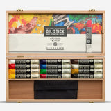 Sennelier Artist Oil Paint Stick Set 12 x 38ml in Wooden Box