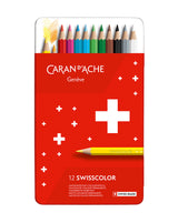 Caran d'Ache Swisscolor Permanent Colour Pencils Metal Box 12 Colours