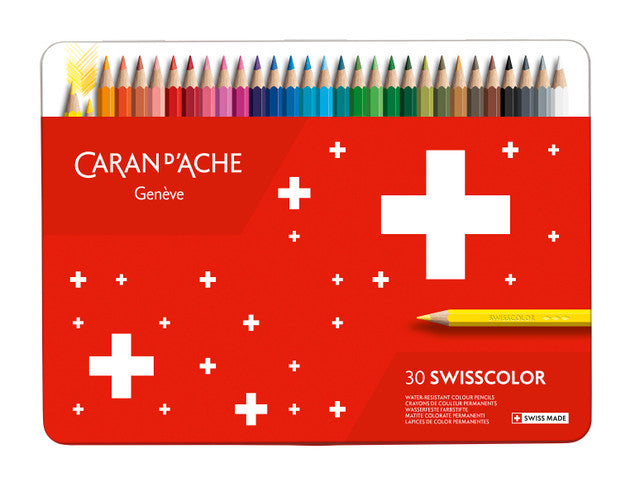 Caran d'Ache Swisscolor Permanent Colour Pencils Metal Box 30 Colours