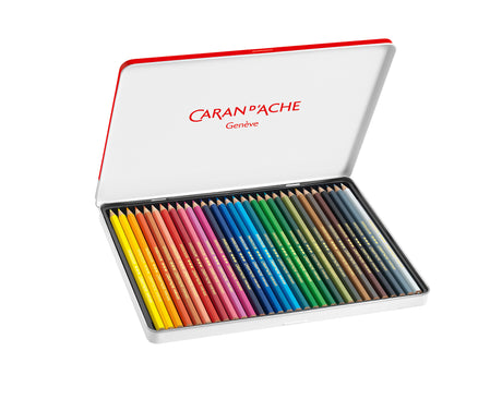 Caran d'Ache Swisscolor Permanent Colour Pencils Metal Box 30 Colours