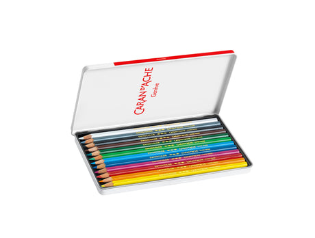 Caran d'Ache Swisscolor Permanent Colour Pencils Metal Box 12 Colours