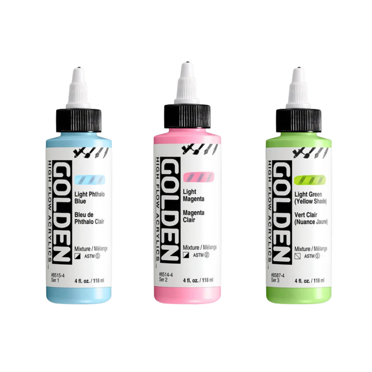 Golden High Flow Acrylic Paint 118ml Bottles