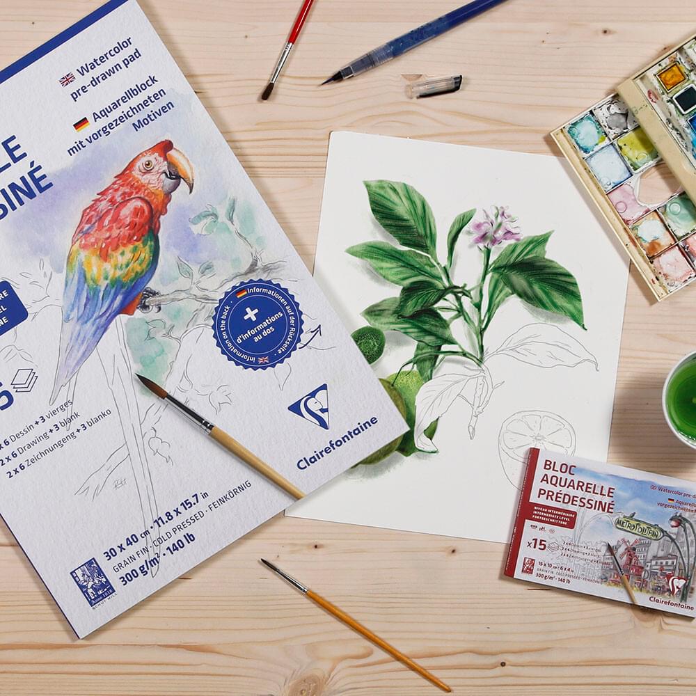 Clairefontaine Aquapad Pre‑Drawn Watercolour Pads