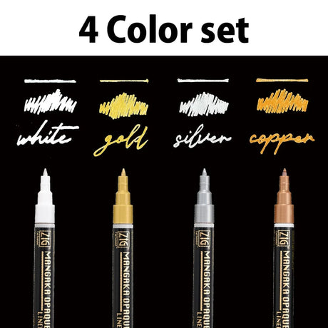 ZIG Mangaka Cartoonist Opaque Liner – 4 Colour Set