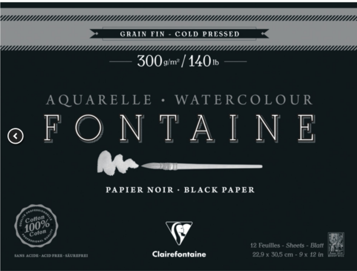 Clairefontaine Black Paper Watercolour Pad 300gsm