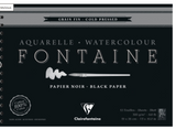 Clairefontaine - Fontaine Black Paper Watercolour Pad Spiral 300gsm various sizes