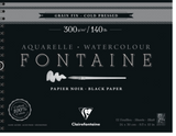 Clairefontaine - Fontaine Black Paper Watercolour Pad Spiral 300gsm various sizes