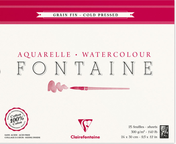 Clairefontaine - Fontaine Natural White Watercolour Block 300gsm Cold Pressed
