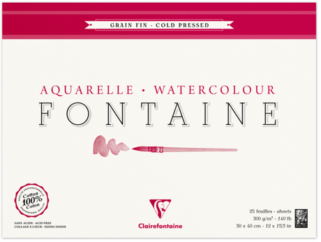 Clairefontaine - Fontaine Natural White Watercolour Block 300gsm Cold Pressed