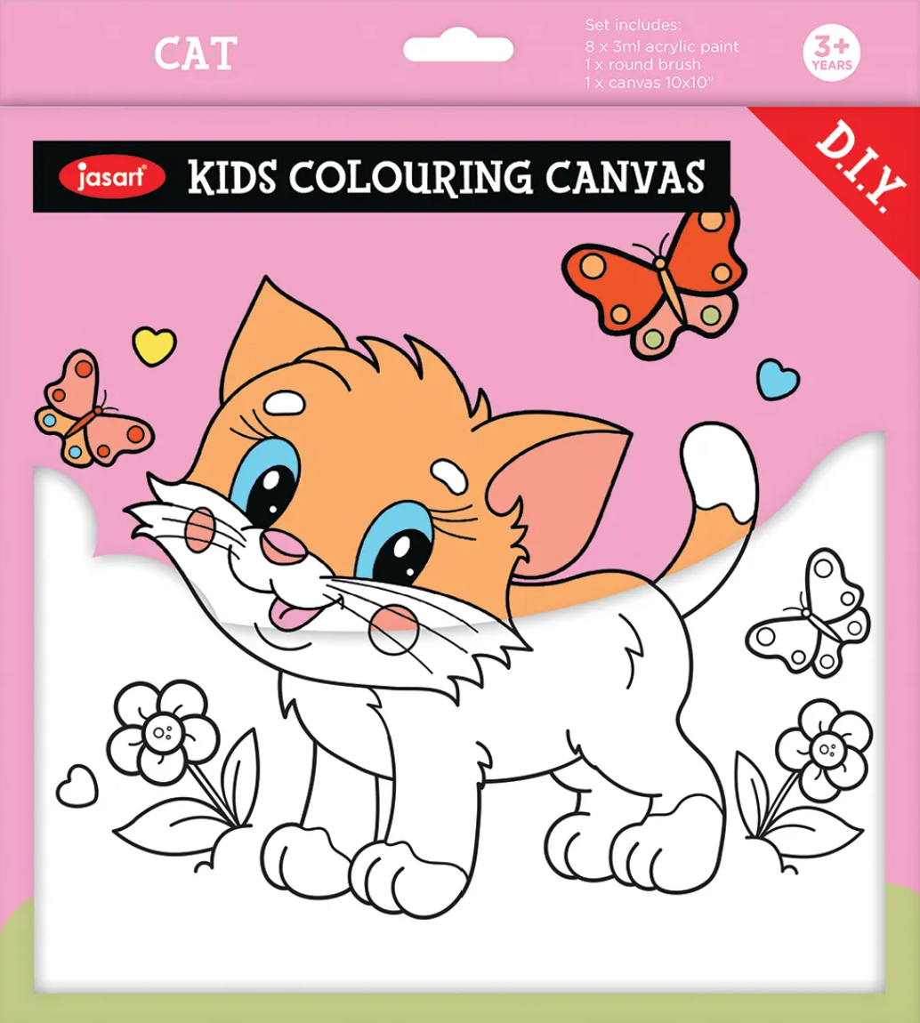 Kids Colouring Canvas Set - with Acrylic Paints