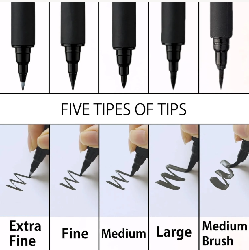 Kuretake Bimoji Fude Pen Assorted Set - Black