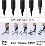 Kuretake Bimoji Fude Pen Assorted Set - Black