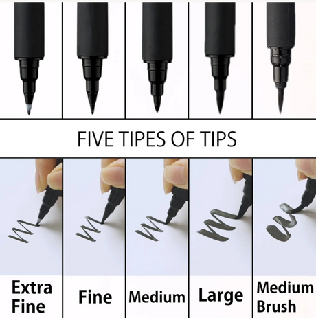 Kuretake Bimoji Fude Pen Assorted Set - Black