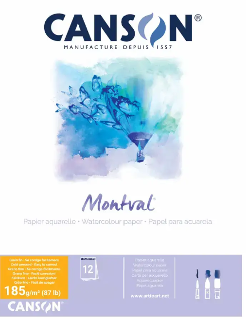 Canson Montval Watercolour Pad 185gsm A3 Cold Pressed 12 Sheet