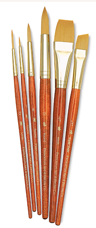 Princeton Art & Brush Co. : Synthetic Hair - Golden Taklon Set 6 piece