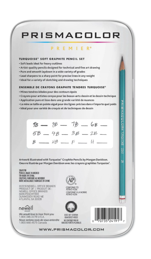 Prismacolor Premier Graphite Drawing Set of 12 in Tin Turquoise Soft