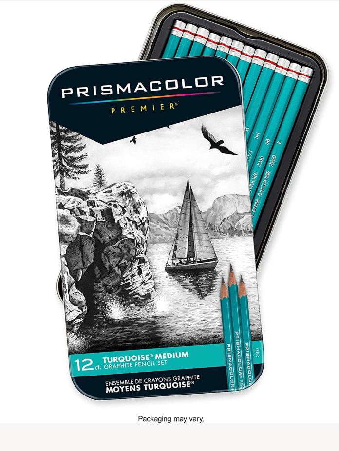 Prismacolor Premier Graphite Drawing Set of 12 in Tin Turquoise Medium