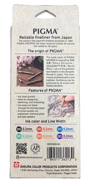 Sakura Pigma Pigment Ink Fineliner Color Sketch Set 005