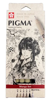 Sakura Pigma Pigment Ink Fineliner Manga Set