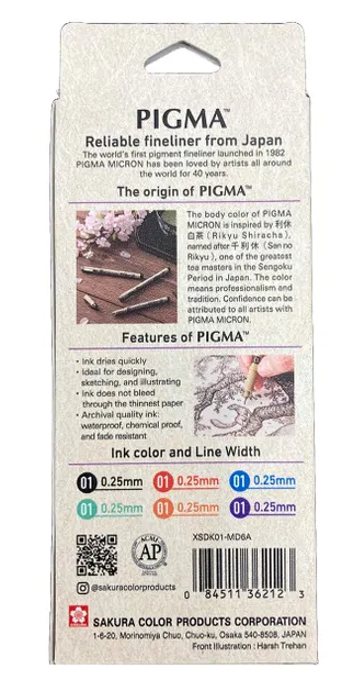 Sakura Pigma Pigment Ink Fineliner Color Set Mandala Set 01