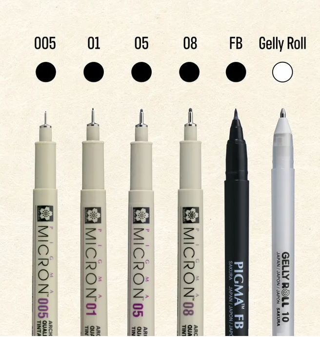 Sakura Pigma Pigment Ink Fineliner Manga Set