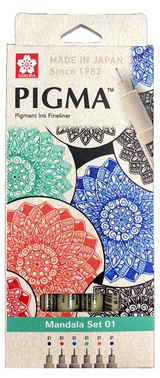 Sakura Pigma Pigment Ink Fineliner Color Set Mandala Set 01