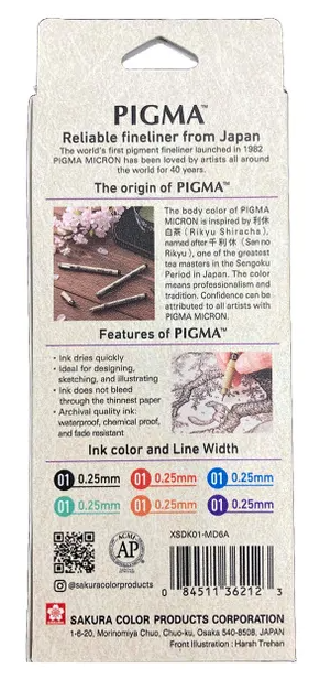 Sakura Pigma Pigment Ink Fineliner Color Set Mandala Set 01