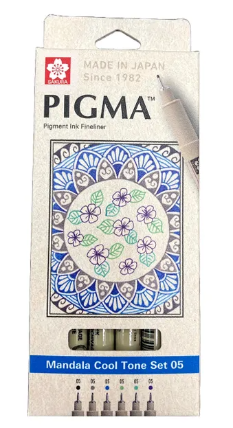 Sakura Pigma Pigment Ink Fineliner Color  Mandala Cool Tone Set 05