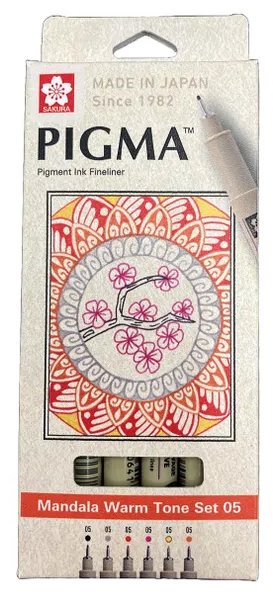 Sakura Pigma Pigment Ink Fineliner Color Set Mandala Warm Tone Set 05