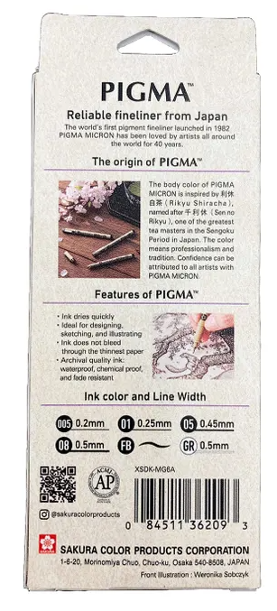 Sakura Pigma Pigment Ink Fineliner Manga Set
