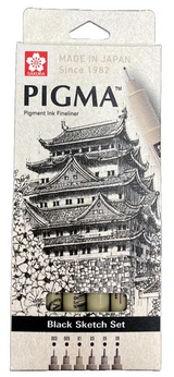 Sakura Pigma Pigment Ink Fineliner Black Sketch Set